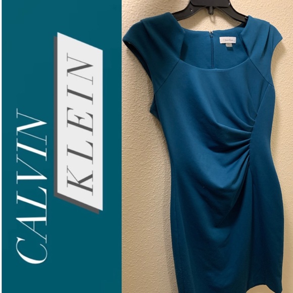 Calvin Klein Dresses & Skirts - CALVIN KLEIN Horseshoe Neck Ruched Sheath Dress